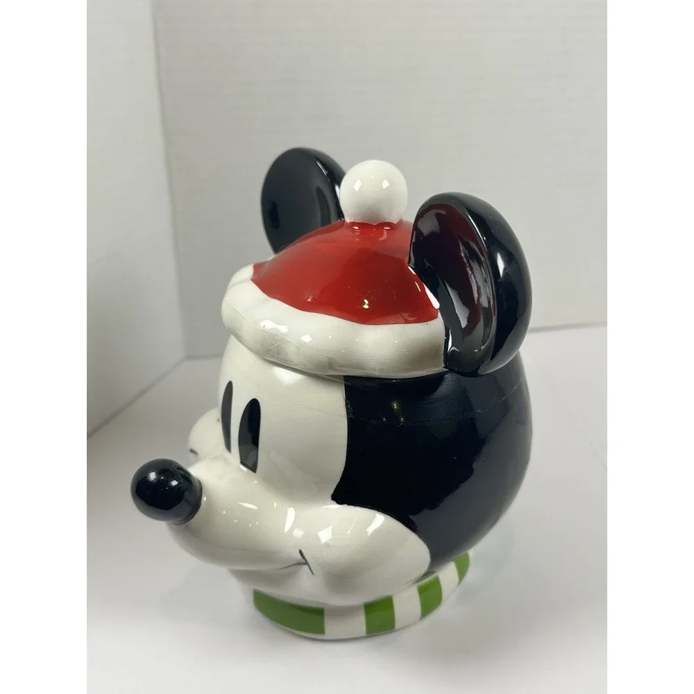 Silver Buffalo Disney Mickey Mouse Santa Hat Holiday Treat Jar Small Red New